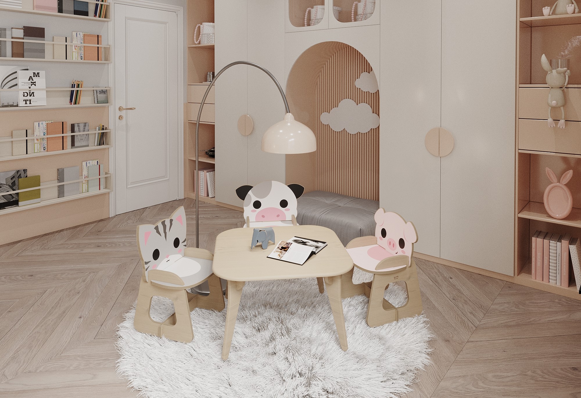 Wooden Zoo میز و صندلی کودک